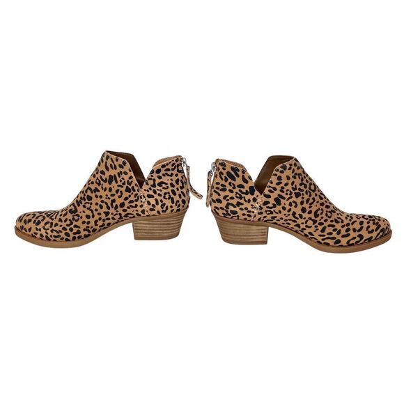 BP Leopard Leather Suede Side Zip Bootie Boot 6M NIB Mob Wife Animal Print - Picture 3 of 9